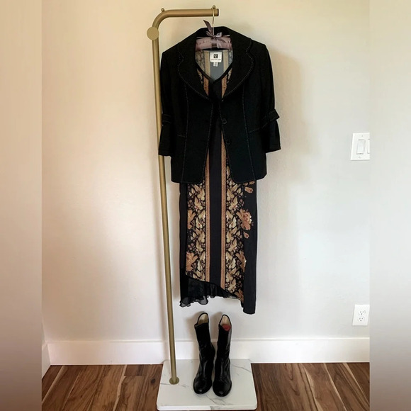 Vicky & Lucas V-Neck Loose Fit Maxi Dress Asymmetrical Sheer Hemline Pockets - Picture 2 of 14